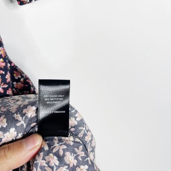 New Rebecca Taylor 0 Navy Blue Pink Francesca Floral Square Neck Short Dress - Picture 12 of 14